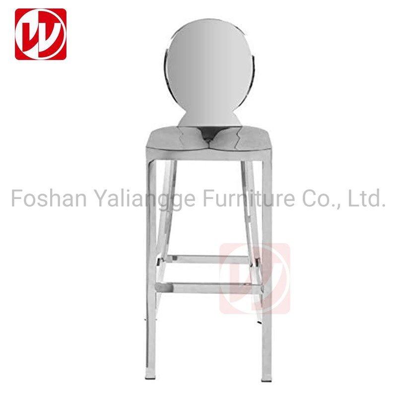 Hot Sale High Bar Chair Shiny Silver Stainless Steel Hotel Restaurant Outdoor Bar Stools