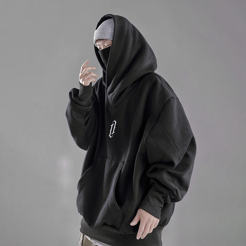 2023 Hip Hop Retro Hooded High Neck Sweater Men's Spring Autumn Loose Streetwear Weatshirt