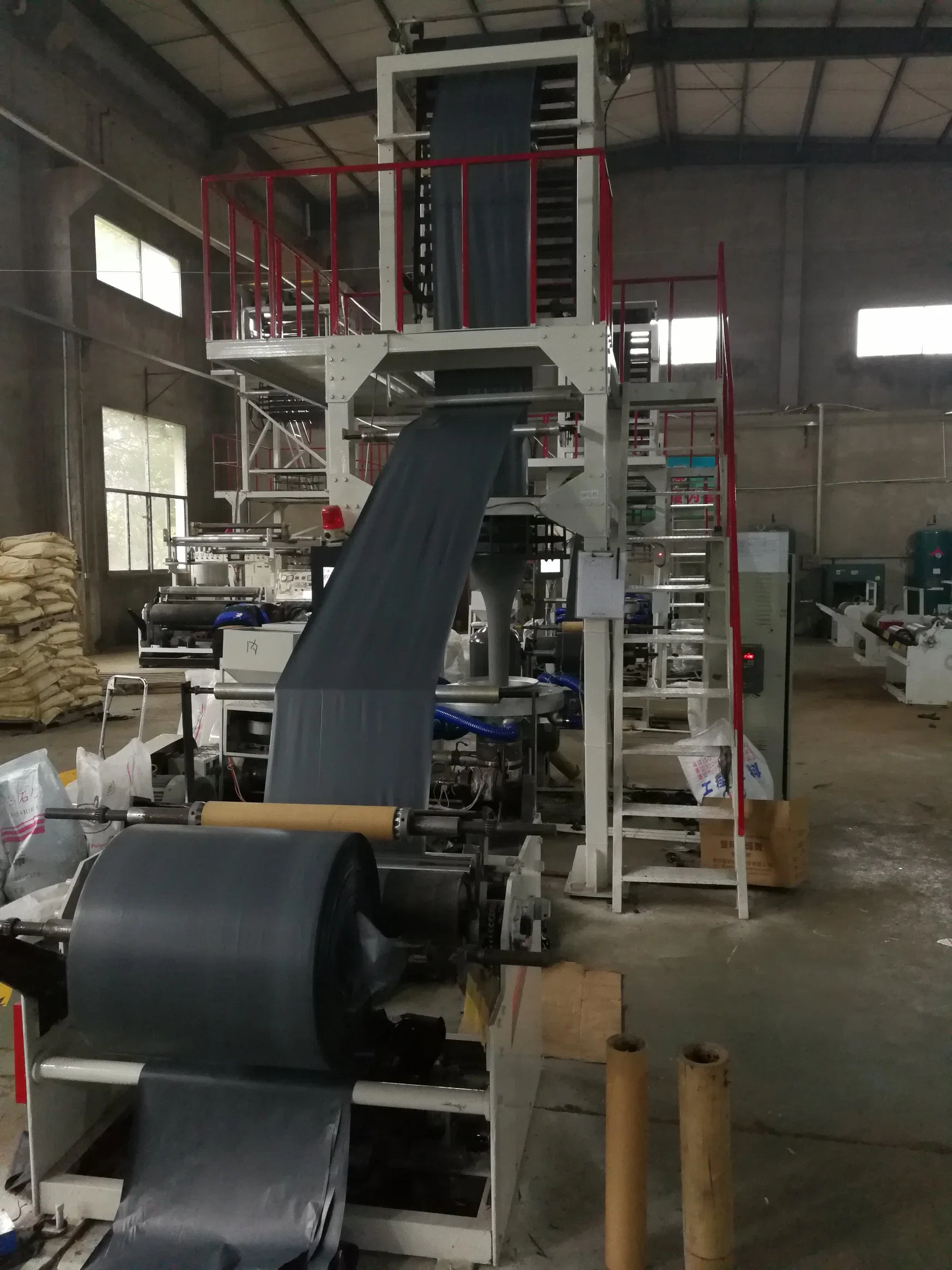 Dois Co-Extruder camada dois parafuso de HDPE rotativo da película de LDPE máquina de sopro (SJ-45*2/800)