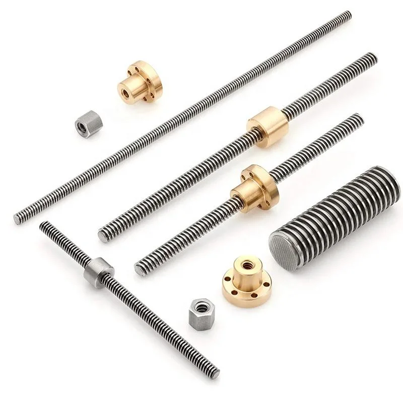 Tr28*5 Tr30*6 Tr32*6 Tr36*6 Tr40*6 T28 T30 T40 Custom Length 304 Stainless Steel Trapezoidal Thread Lead Screw with Brass Round Nut for CNC Machine