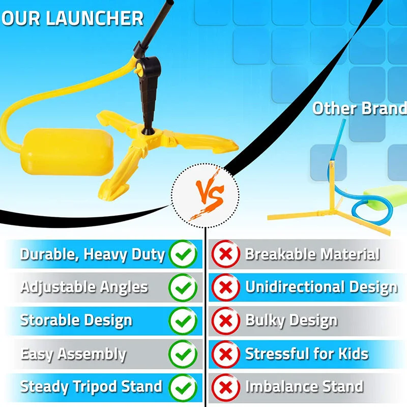 Lanzador de cohetes de juguete para niños dispara a 100 pies de espuma de colores robusto soporte de lanzador de cohetes y la diversión de los niños juguetes lanzador exterior