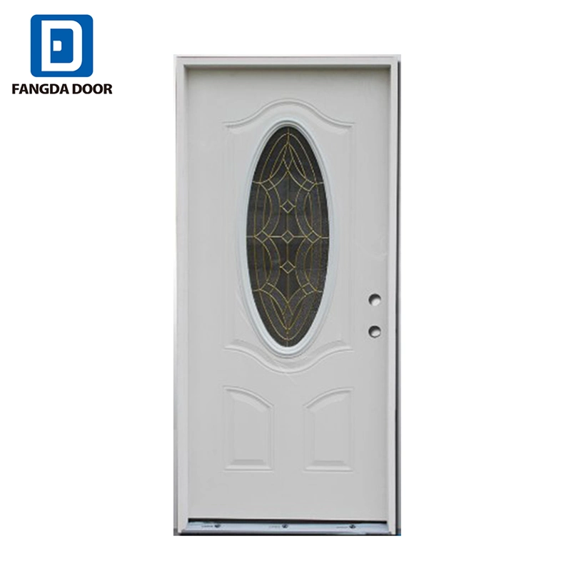 Bathroom Steel 3/4 Oval Glass Prehung Door