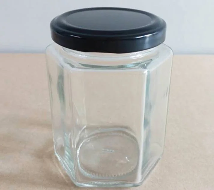 Six - Edged Honey Glass Bottle/Storage of Canned/Glass Container/Jam Jar Candy Jar/Bottle of Steak Sauce