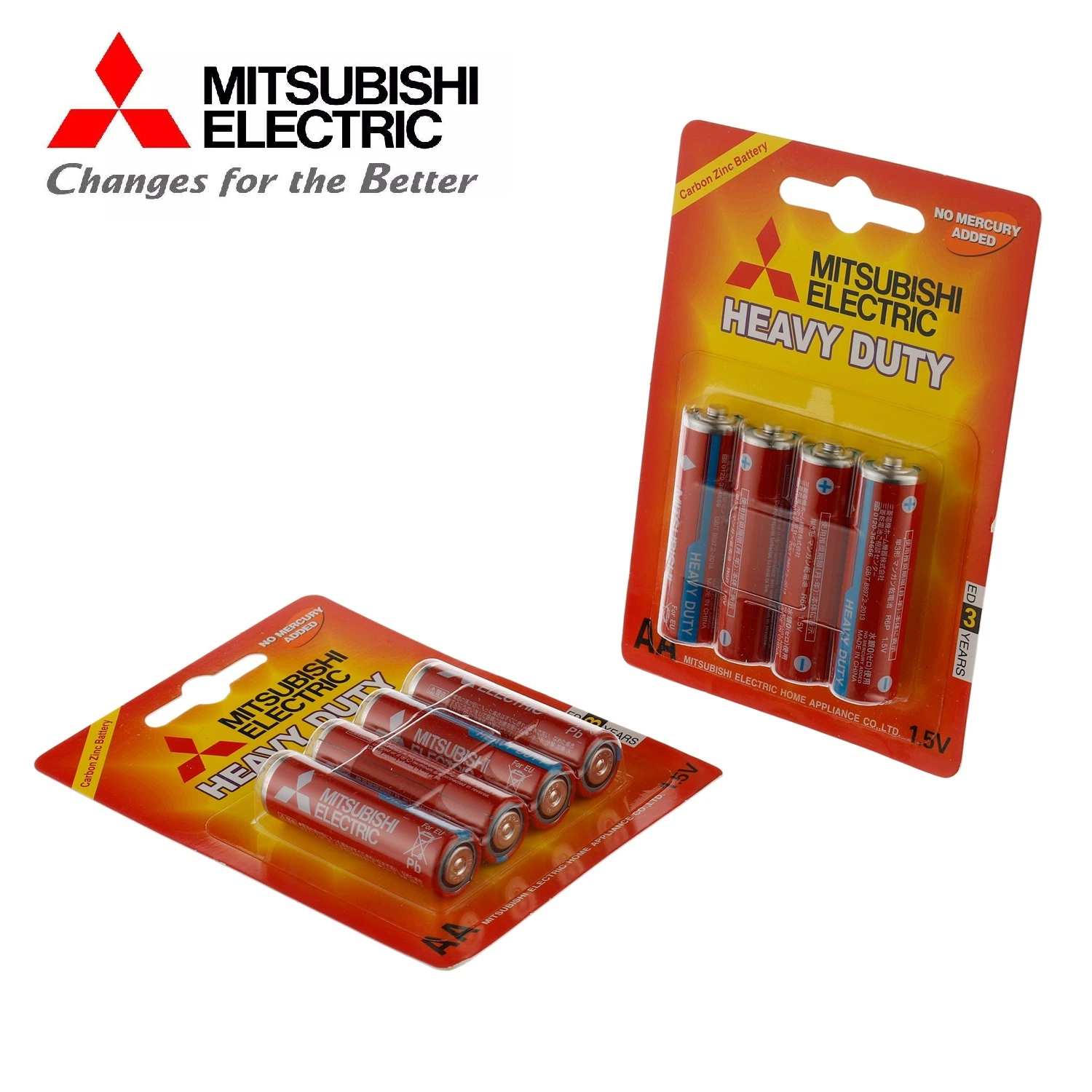 Mitsubishi AA Heavy Duty Carbon Zinc Dry Battery R6 Remote Control Toy Battery 4pieces Shrink Pack