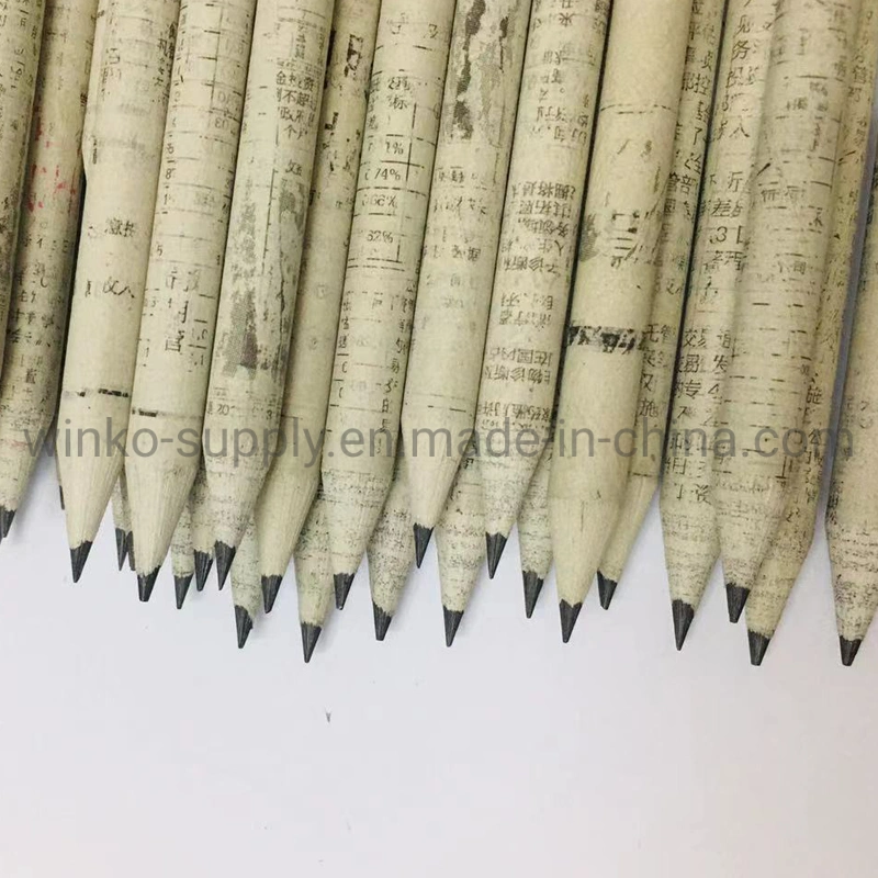 Customized Pre-Sharpened Recycled Newspaper Pencil for Office Supply