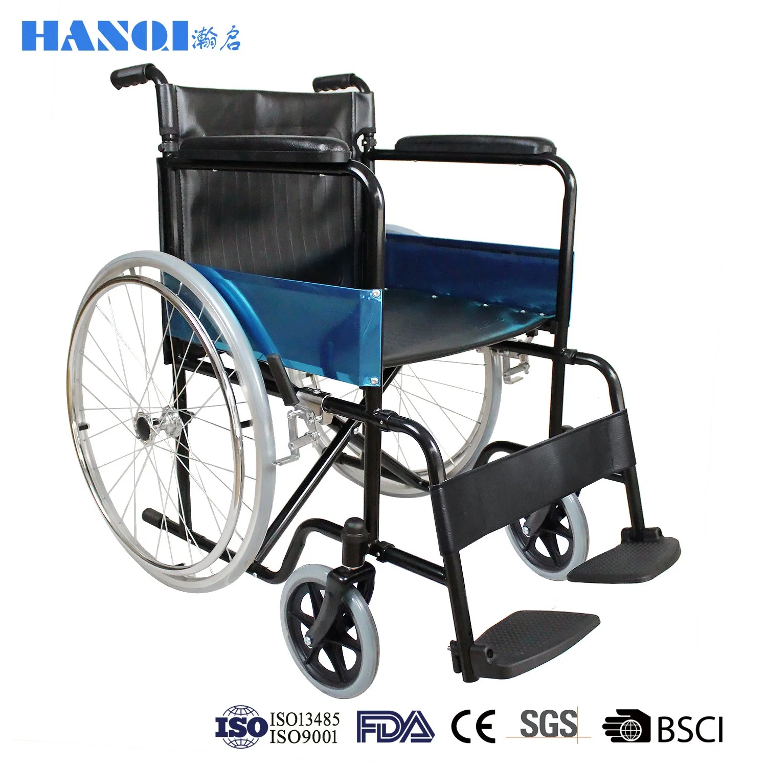 Steel Manual Lightweight Transport with Handbrakes, Folding Transport Wheelchair Rollator Walker