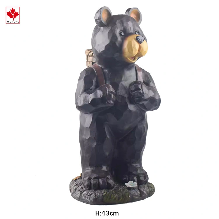 Animais engraçados Artesanato resina Urso Negro bebé urso verso Figurine Ofertas infantis