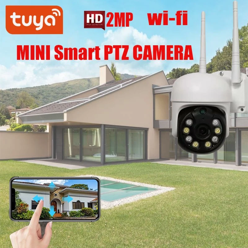 WiFi de 2MP cámara CCTV Tuya girando la cámara PTZ de Control Remoto de 1080p.