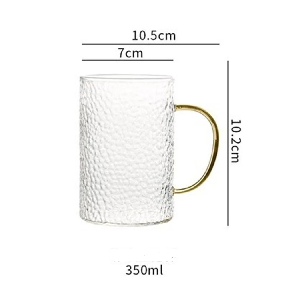 2023 taza de café claro Hammered taza de café de taza bajo mango de oro