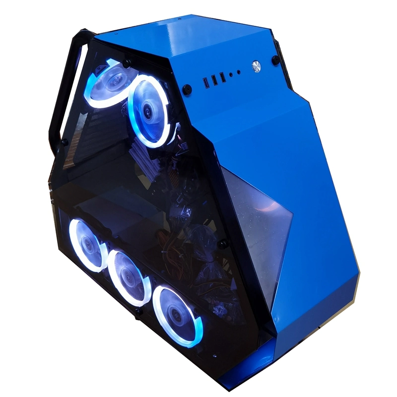 El Equipo de tipo torre completa caso PC para juegos con los ventiladores de RGB, modelo popular de Gabinete, vidrio templado, soporte de enfriamiento de agua (opcional).