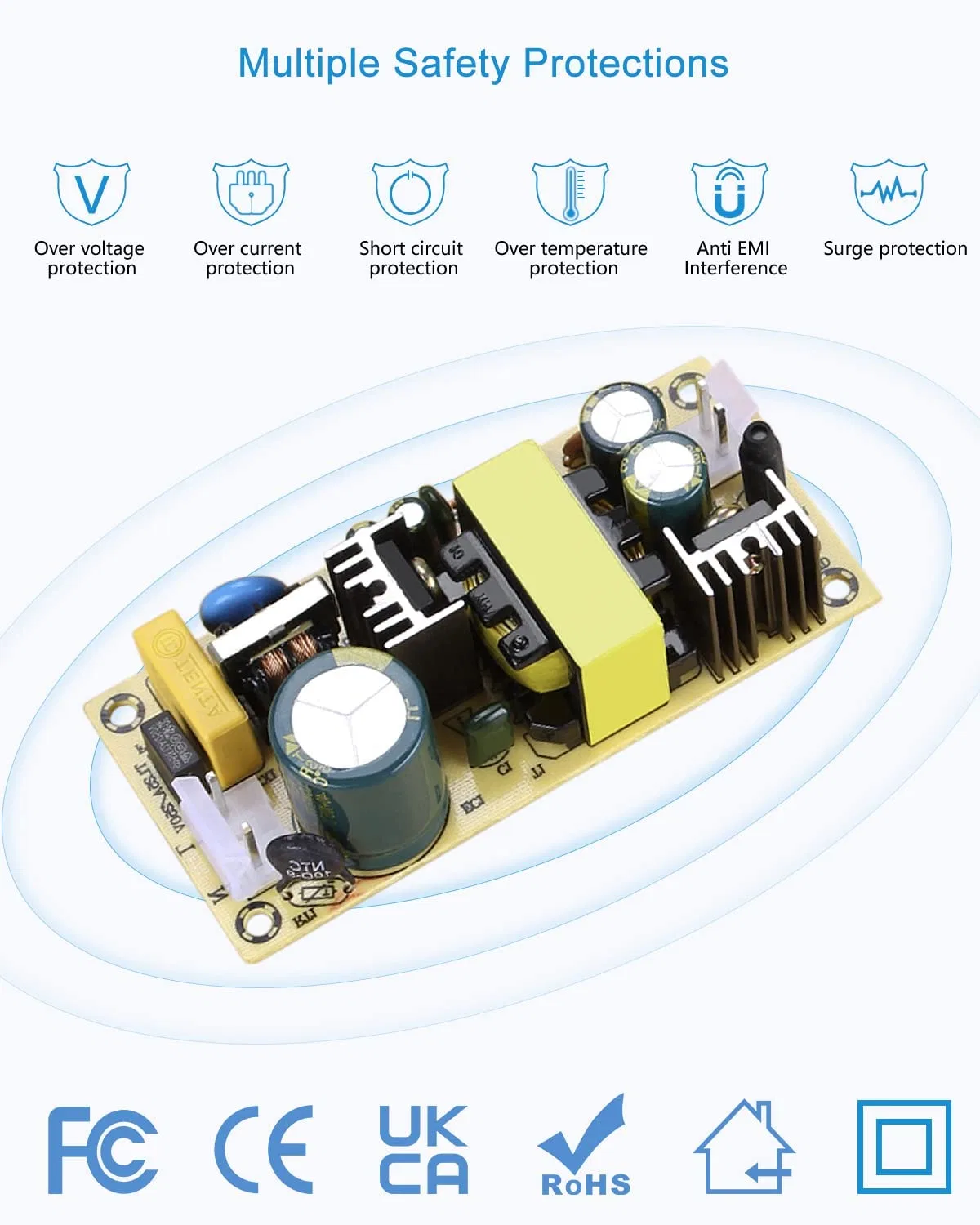 12V DC 3A Wall Power Supply Adapter with 2.1mm x 5.5 Plug 3A(3000MA) AC 100-240V to DC 12Volt Transformers Switching Power Source Adaptor for 12V 3528/5050 LED