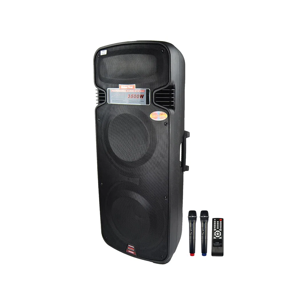 Altavoces portátiles de 15 pulgadas Entrada auxiliar 120W salida de alta potencia altavoces Trolley altavoces inalámbricos Bluetooth para actividades al aire libre.