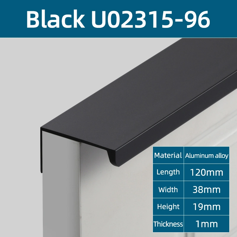 Hot Selling Furniture Hardware Aluminium Alloy Bedroom Not Fade Decoration Handle Furniture Cabinet Pulls Black Cupboard Handles