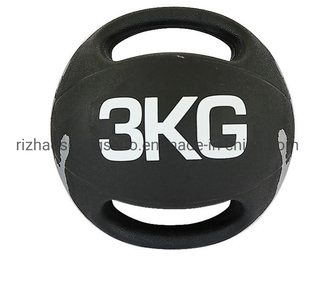 Home Gym Fitness Products New Style Double Handles Crossfit Rubber Two Color Double Grip Medicine Ball Weight Vgym Slam Ball