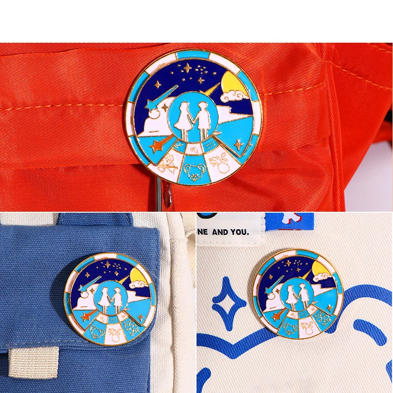 Rotating New Brooch Twelve Constellations Metal Badge Bag Clothes Accessories