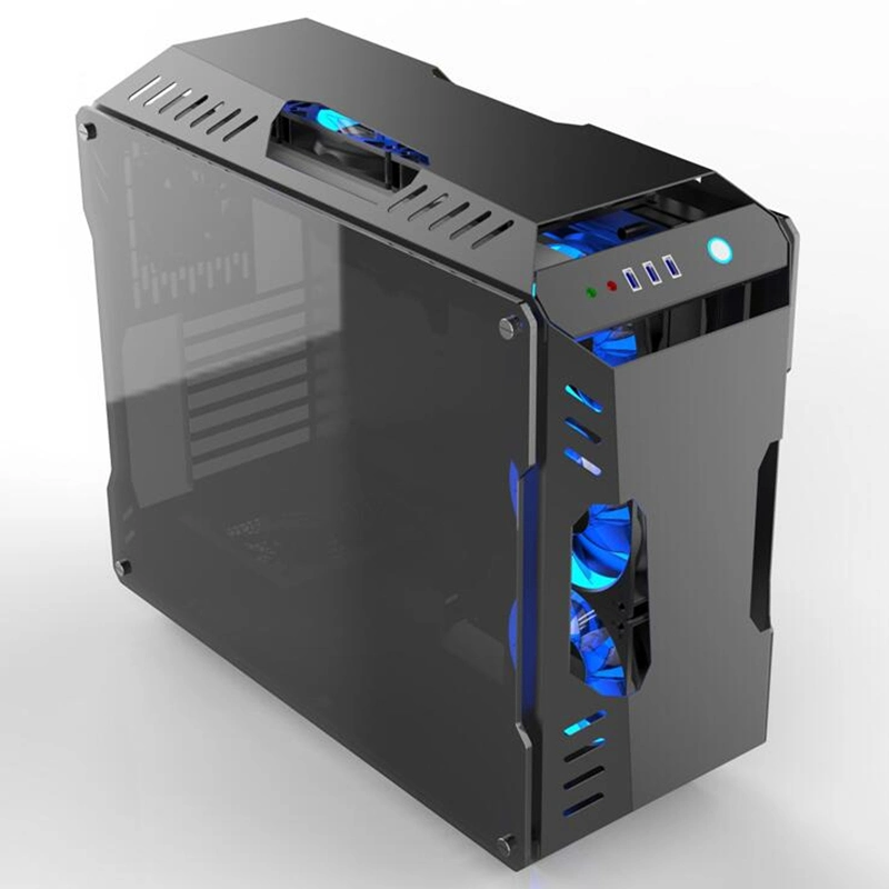 ATX PC-Computergehäuse Desktop-Gehäuse unterstützt RGB-Lüfter, gehärtetes graues Glas