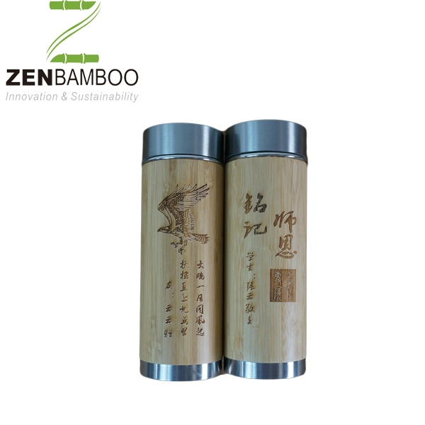 450ml Double Wall Bamboo Stainless Steel Bottle for Drinking