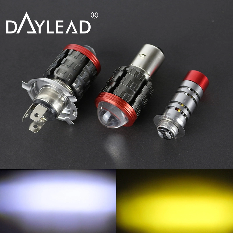 Dual Color Motorcycle Headlight Bulb High/Low Beam Autobike LED Fog Lamp