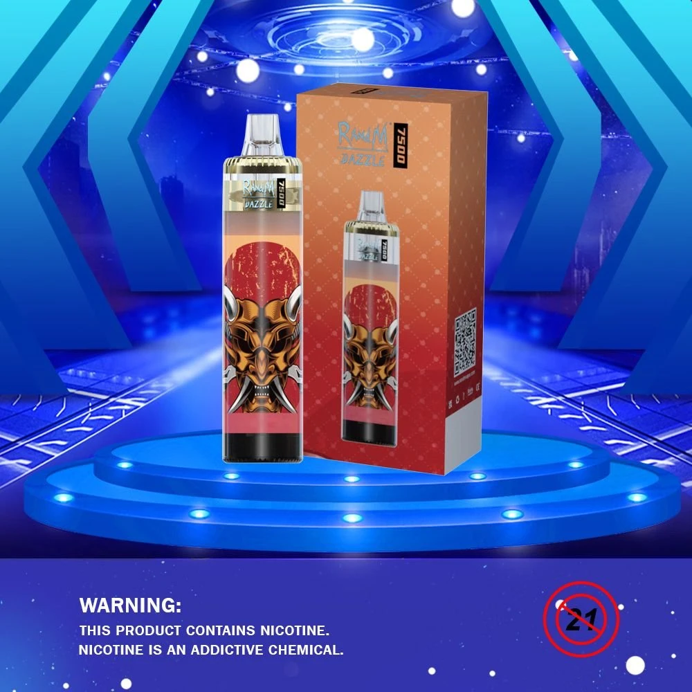 Randm Nuevo Diseño de Niza Randm Dazzle 7500 Puffs 4ml PETG con función de control de flujo de aire de tanque vacío rellenable 15ml