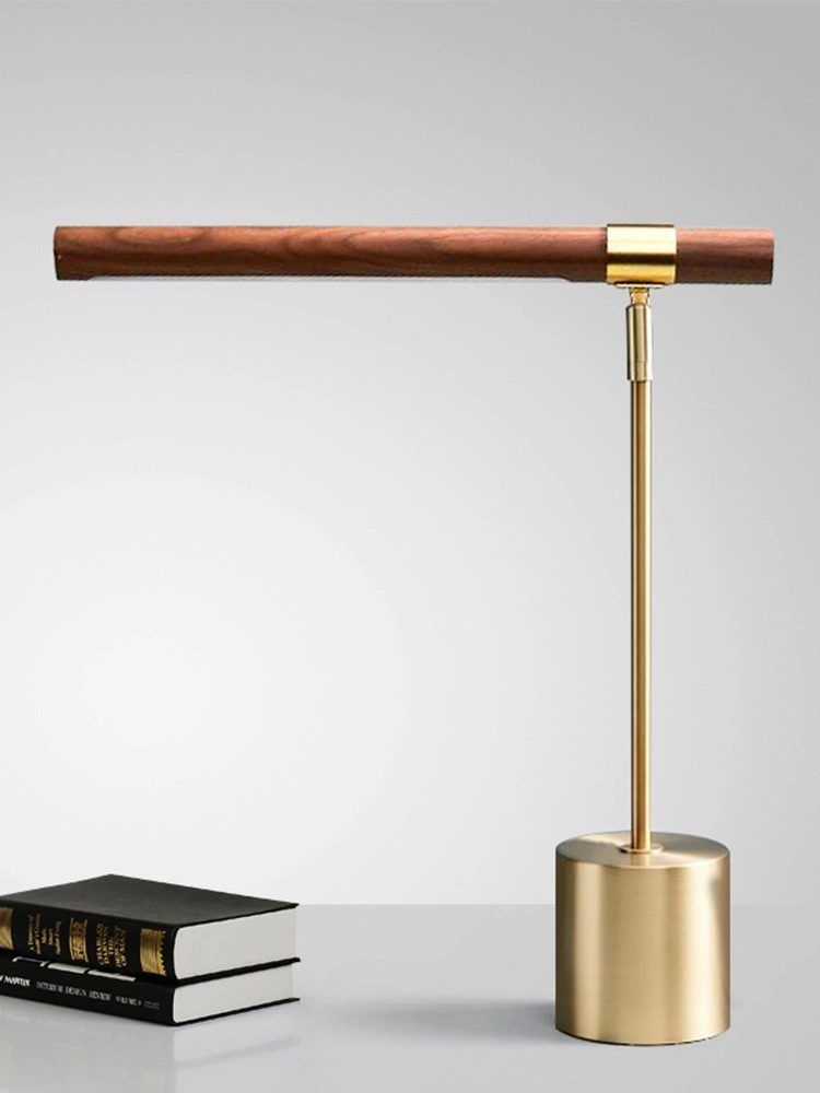 Lampe de bureau design en bois avec personnalité créative, style minimaliste moderne, lampe de table nordique post-moderne pour étude, hôtel ou table de chevet.