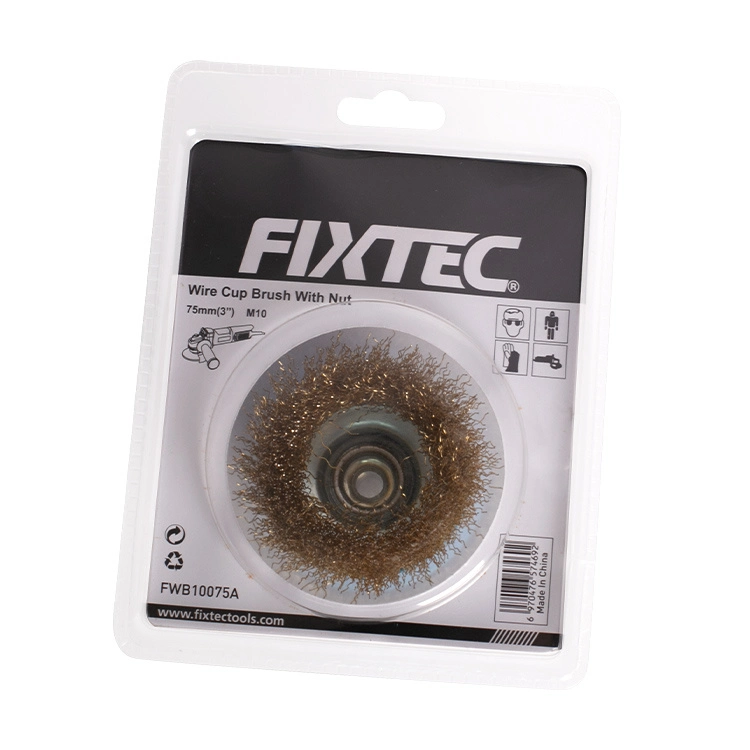 Fixtec 3" 4" 5" de la Copa de rosca rueda de alambre alambre Cepillo Cepillo de taza con la tuerca para la amoladora angular que la máquina limpia