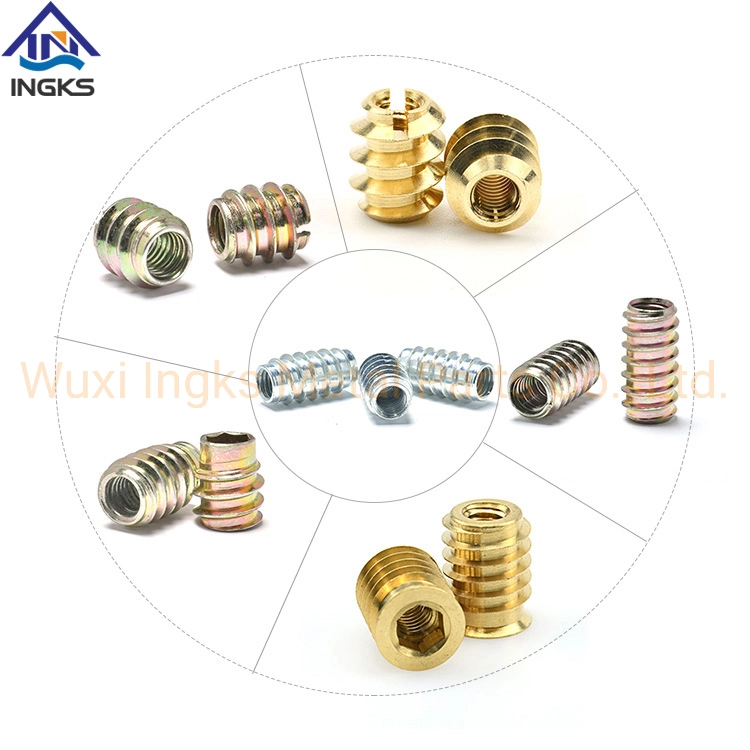 M10 Elegant Pure Wire Thread Self Tapping Insert Slotted Wood Insert Nuts Brass Threaded Inserts