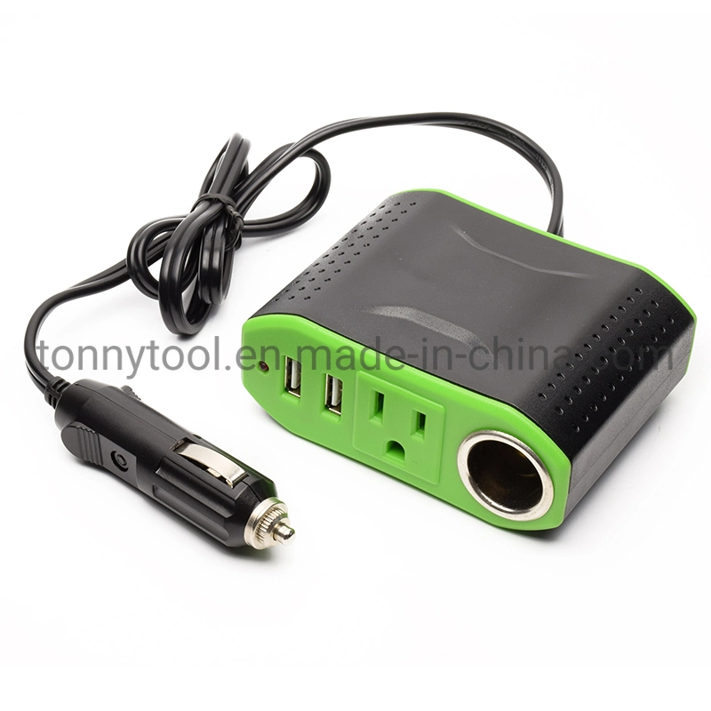 DC a AC INVERTER portátil Coche 100W Inversor de potencia DC 12V a 110V CA Converter con dos puertos USB y una salida DC 12V