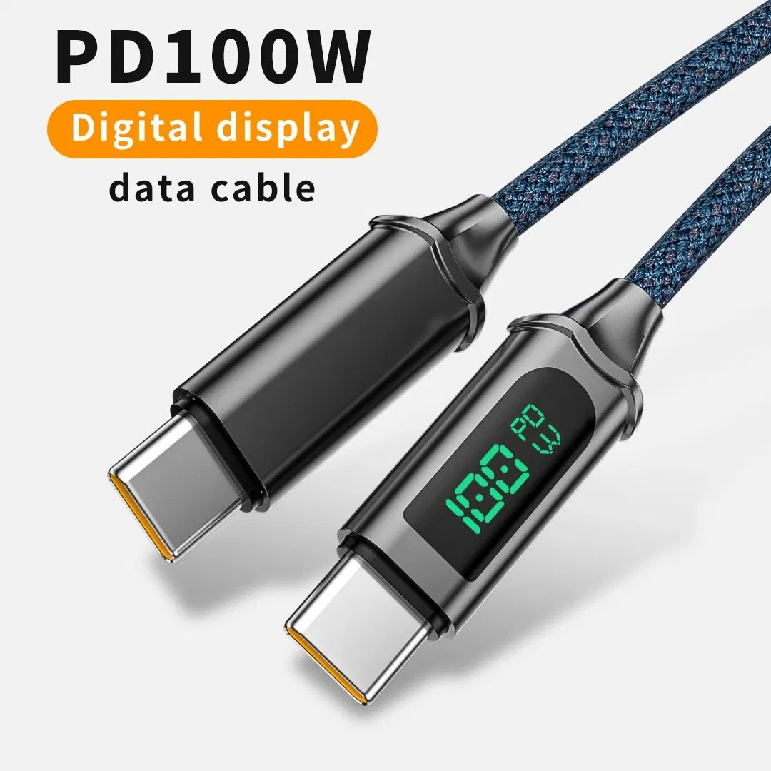 Cable de datos del teléfono de pantalla digital de carga rápida USB C a. Cable PD tipo C 100W adecuado para el interruptor de tableta MacBook Xiaomi Samsung 5A