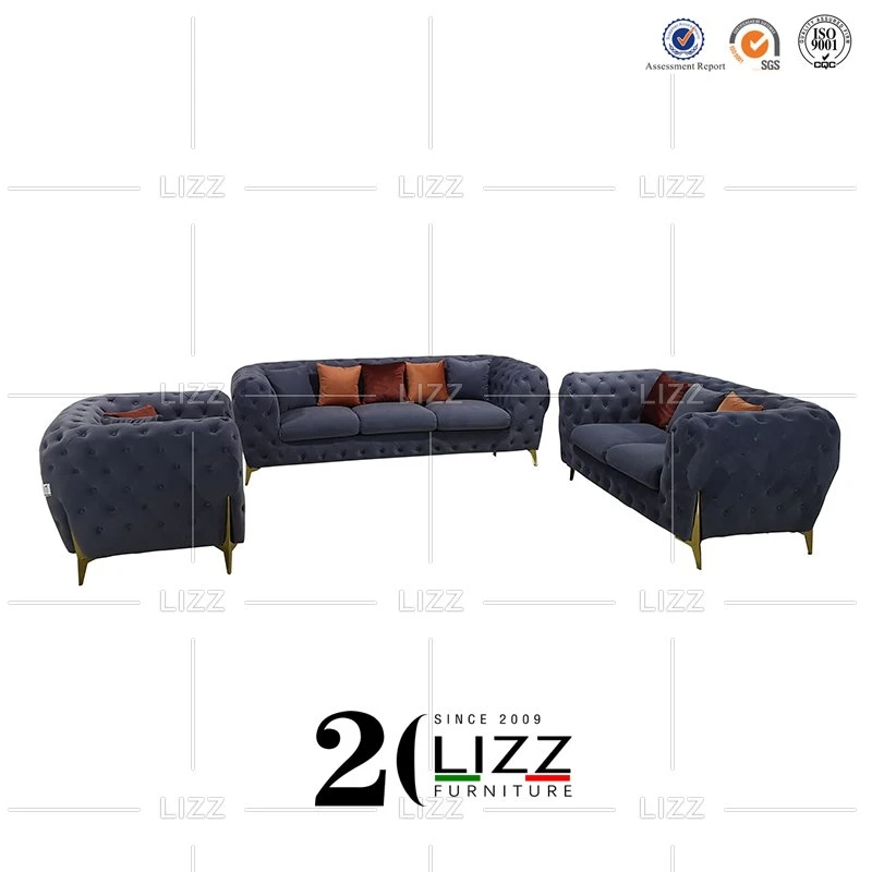 Luxo comercial Chesterfield Tecido Veludo Sofá Mobiliário cadeira