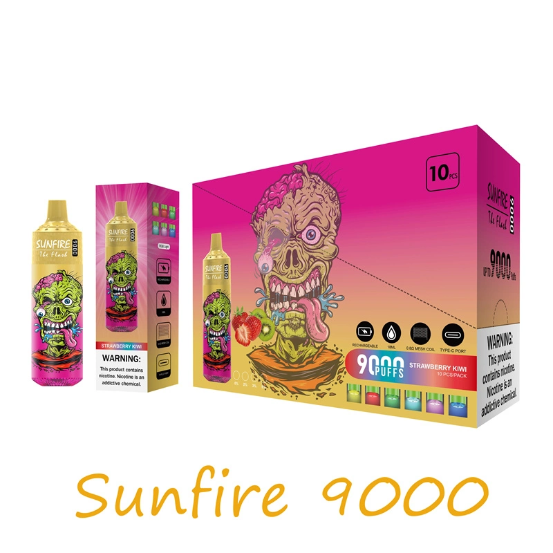 SunFire RNM Tornado 9000 Puff 9K cigarettes électroniques jetables caractéristiques 18ml VAPE 0 2 3 5% rechargeable 600 mAh R M Vape 9000 Pufs PUF 9000puffs 7000 7K 12K puffs Vape