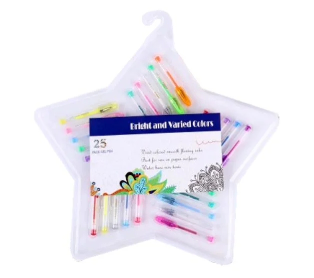 Eco-Friendly Mini 25 PCS Gel Pens in Star Shape Double PVC/Pet Blister Multicolor Pens