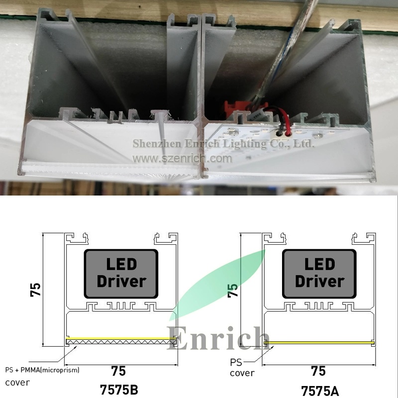 Continuous Run LED Linear Light with PMMA Microprism Lens Cover Anti-Glare