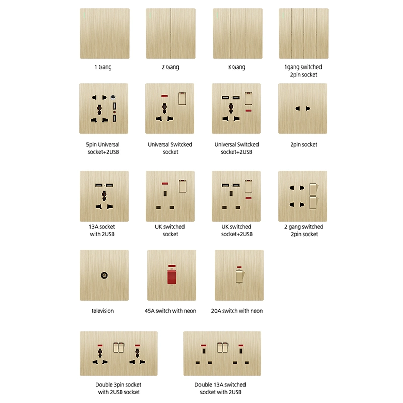 S1.5 Smart Power Socket Plug Wall Switch Black Brushed Push Plastic Touch Power Push Button Switch