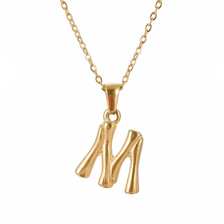 Stainless Steel Gold Initial Letter K Pendant Monogram Necklace Jewelry Women