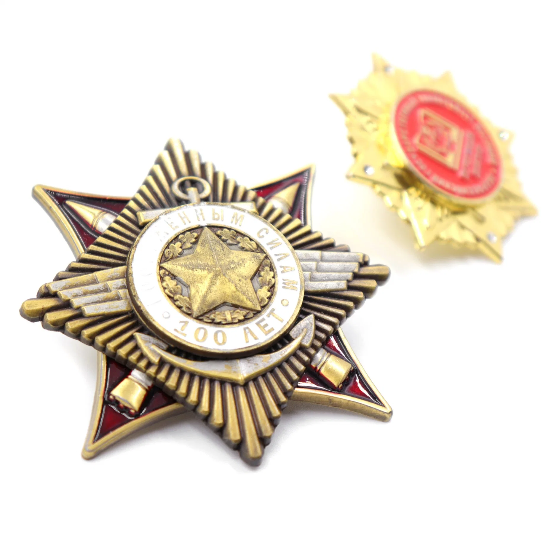 Promotional Gift Custom Enamel Metal Lapel Pin Badge Gold Military Badge Pentagram Shape Craft Police Badge