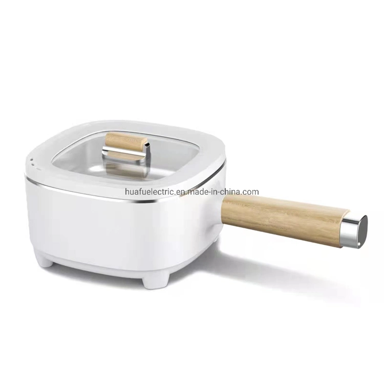 Multi Cooker with Long Handle PP Wooden Light Automatic Switch on /off Non-Stick Cooker 2L Electric Skillet