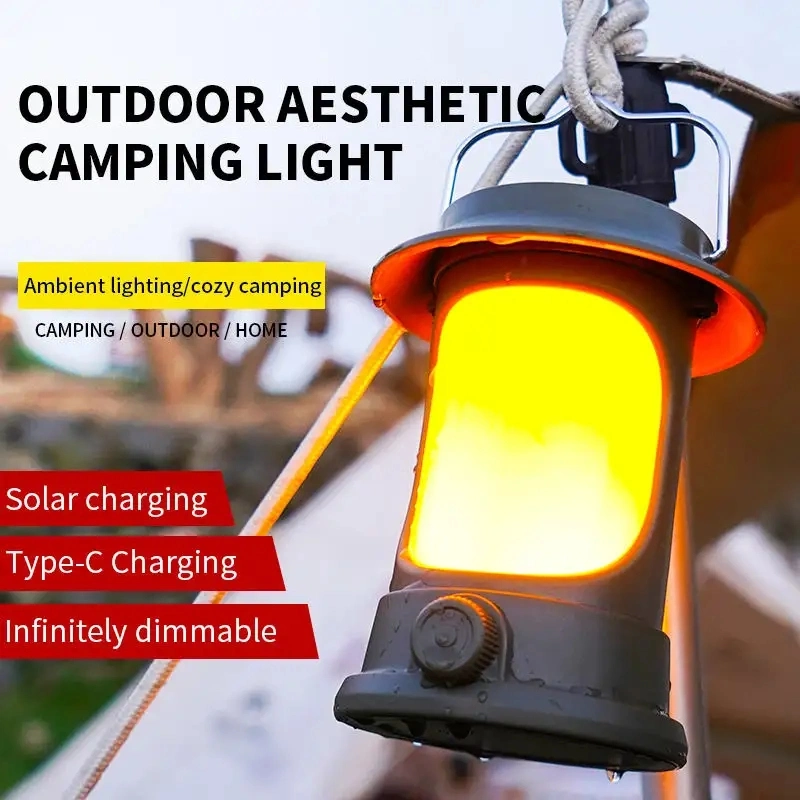 Multifunctional Folding Solar Light Camping Lamp Type-C Rechargeable Outdoor Light for Garden