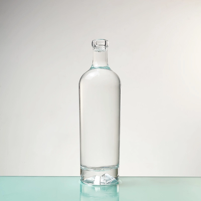 Empty Transparent 1000ml 750ml 500ml Juice Drink Beverage Mineral Water Voss Glass Bottle with Plastic Lid