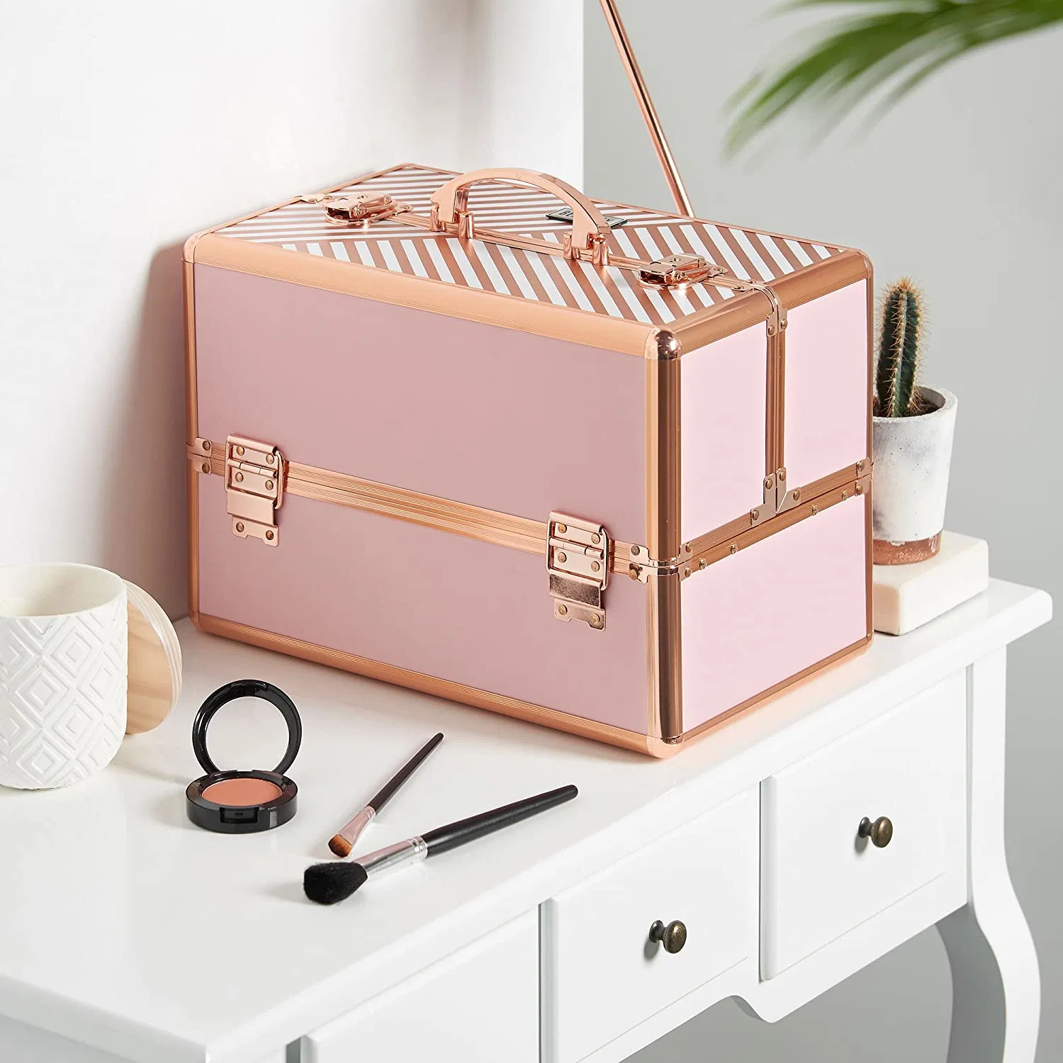 Aluminum Makeup Case Rose Gold Train Beauty Jewelry Cosmetic Case