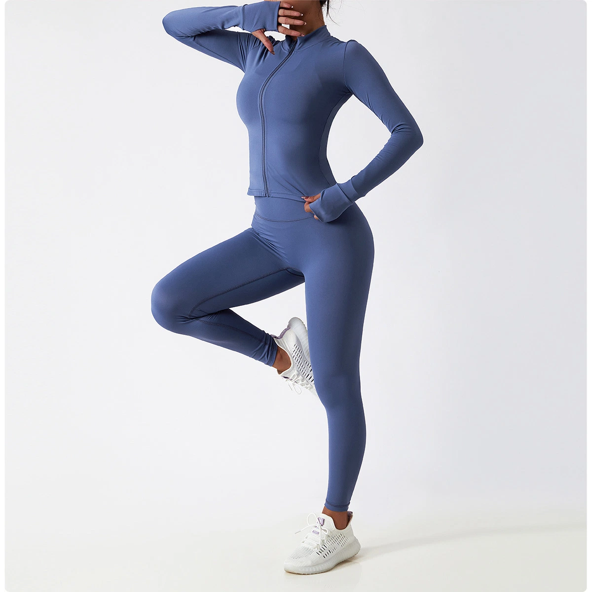 Wholesale/Supplier Custom Tracksuits 2/3 Pieces Fitness Yoga Set Women Solid Color Running Gym Suit Long Sleeve Jacket Sexy Bra High Waist Leggings Workout Sports Wear