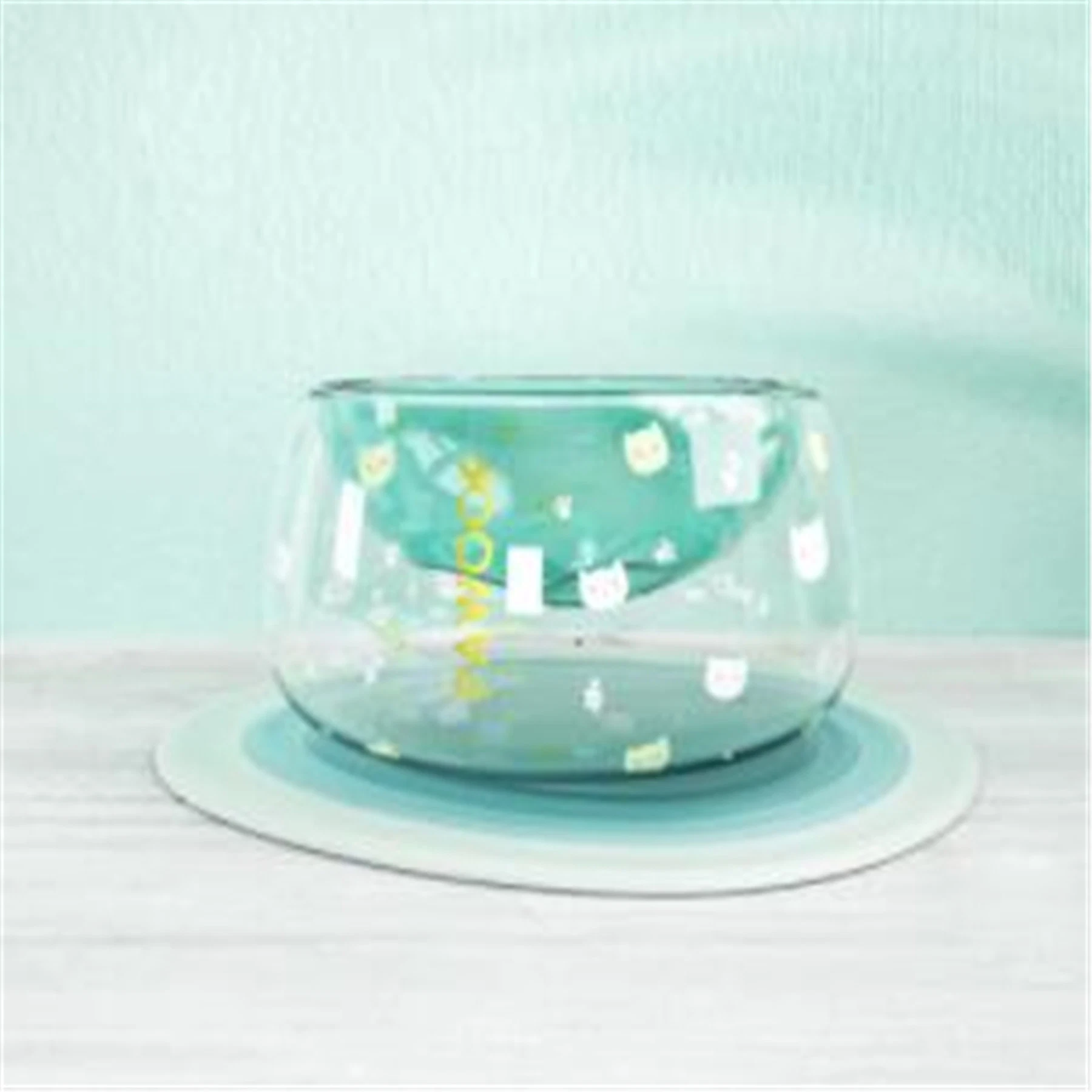 Pawoof Double Glass Wall Cat Food Bowl Stylish Cat Bowl Pet Bowl