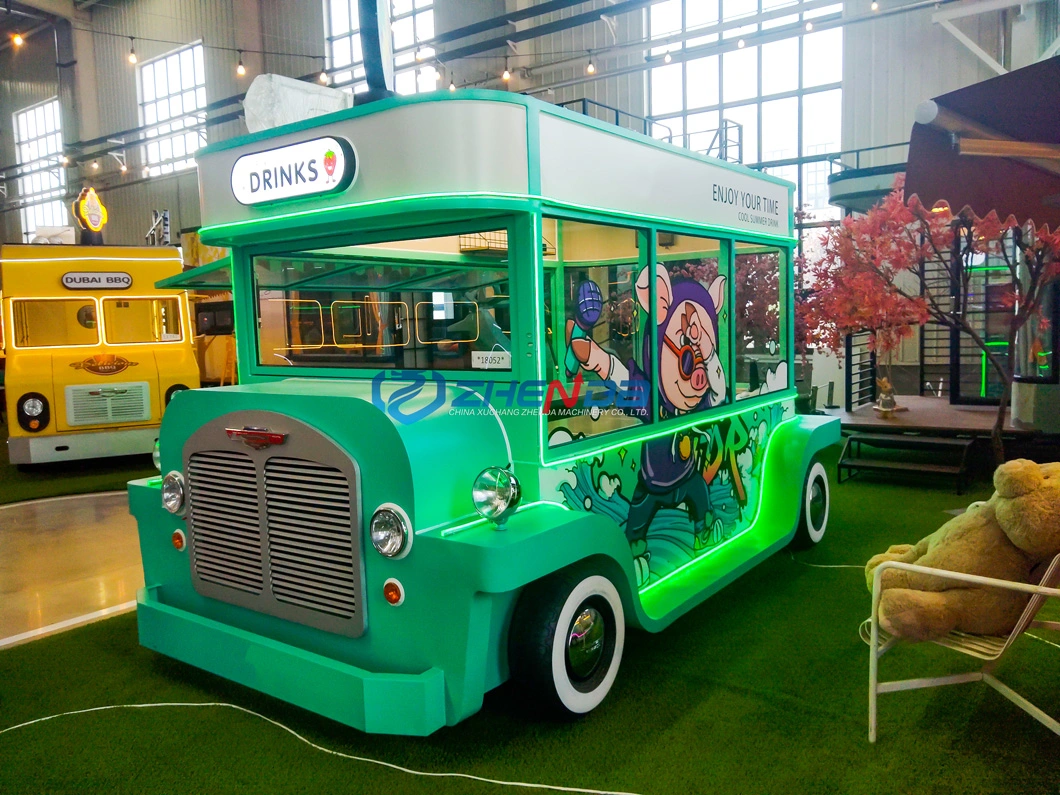 Nuevo Green Flowing Multifunctional Ice Cream Café Carro de Alimentos