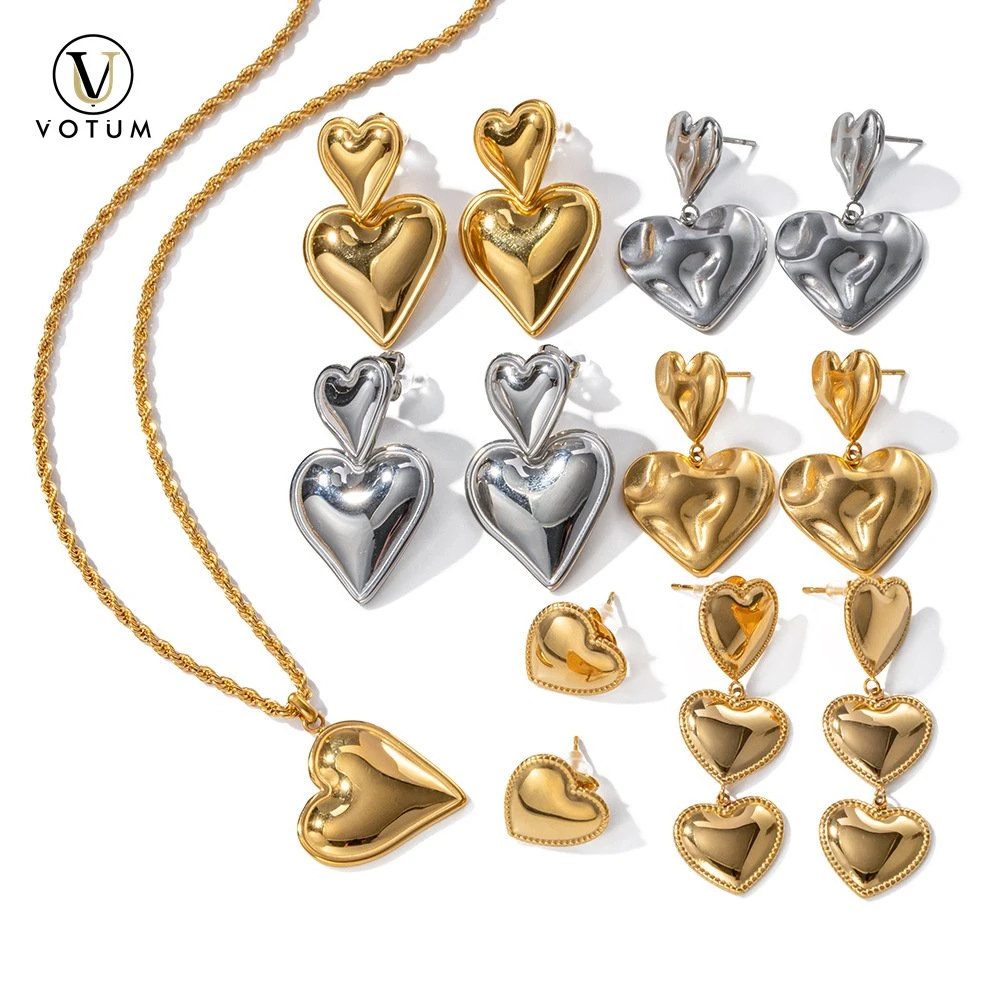 Votum Wholesale/Supplier OEM forma del corazón puro 925 Sterling Silver pendiente Con 18K Joyas bañadas en oro