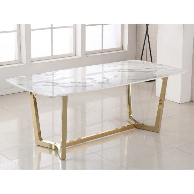 Modern Furniture Free Sample Ceramic Adjustable Gold Dining Table