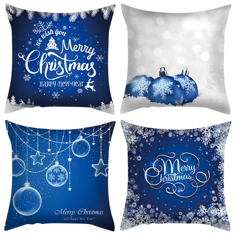 Almohadas de Navidad de copo de nieve azul, productos para el hogar
