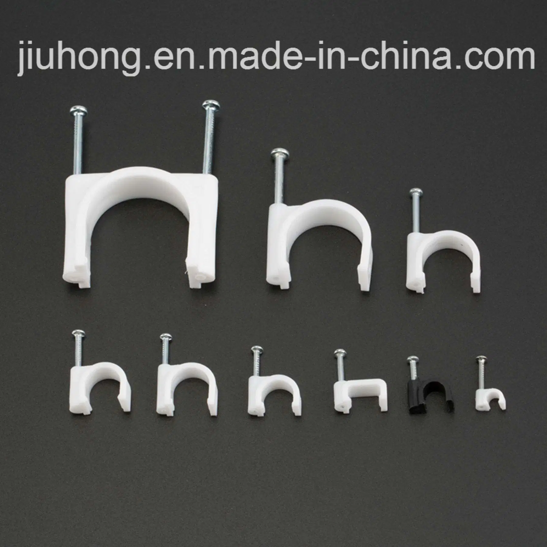 Steel Nail Round Cable Clip with White and Black Color