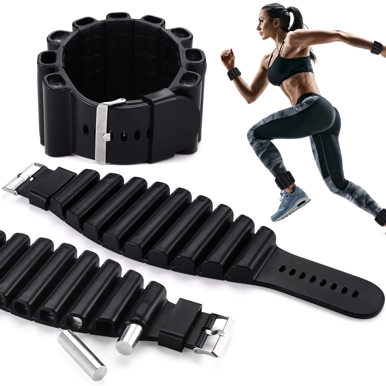 Silicone Bracelets Waterproof Strength Training Built-in Removable Metal Steel Wrist Ankle Weights