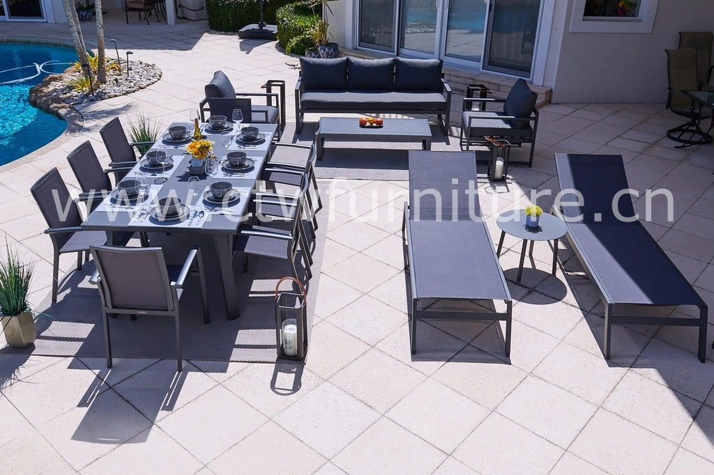 Hot Sales Aluminum Mesh Fabric Garden Outdoor Dining Chair and Table Set