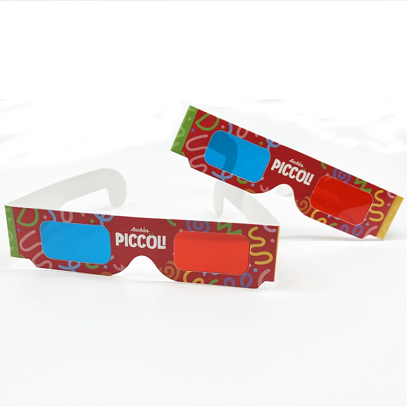 Custom Cinema Red Cian Cardboard desechable 3D Glasses de papel