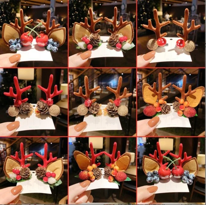 Christmas Hairpin Jewelry Female Three-Dimensional Antler Hairpin Korean Girl Cute Hairpin Clip Headgear Christmas Hair Accessories